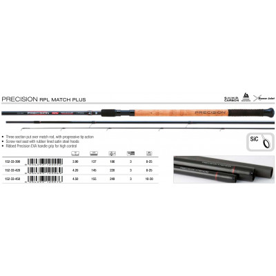 Удилище матчевое штекерное Trabucco Precision RPL Match Plus 3903/25 длина 3,9м тест 8-25гр