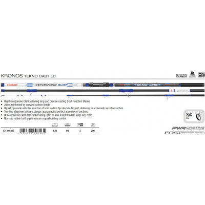 Удилище сюрфовое Trabucco Kronos Surf Tekno Cast LC 4203/200 длина 4,2м тест до 200гр