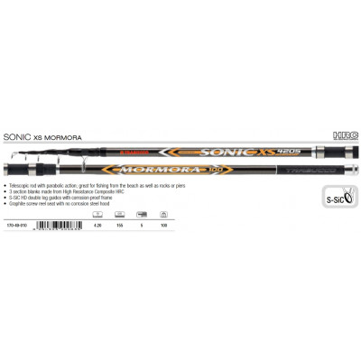 Удилище сюрфовое телескопическое Trabucco Sonic XS Mormora 4005(100) длина 4м тест до 100гр