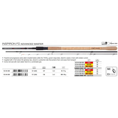Фидер Trabucco Inspiron FD Advanced Master 3903(3)/MP(90) длина 3,9м тест до 90гр